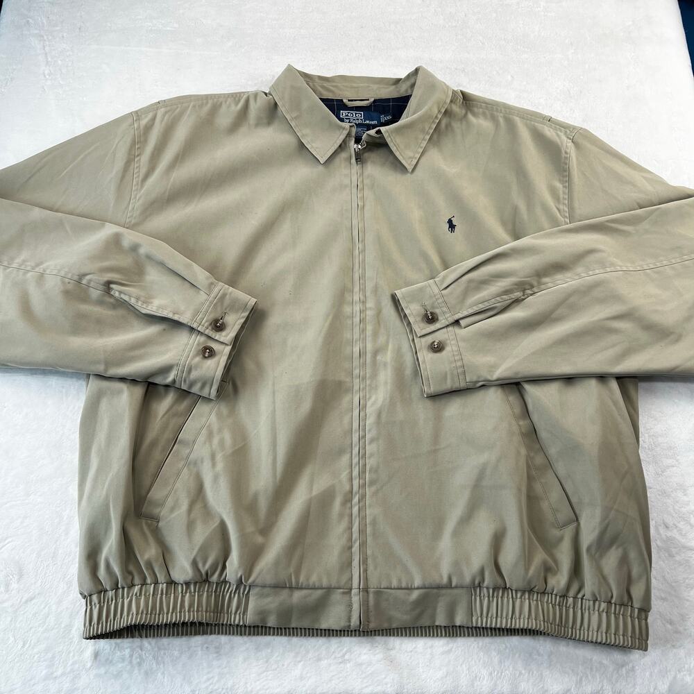 Polo Ralph Lauren Beige Plaid Lined Harrington Bomber Jacket Men's size 2XL XXL